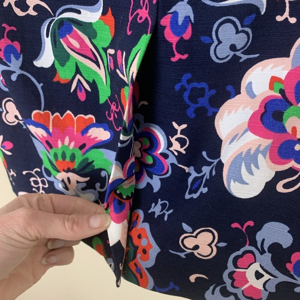 Boden Womens 4L Skirt Floral Cotton Pencil Lined NWOT Office Navy Colorful Midi - Picture 8 of 16